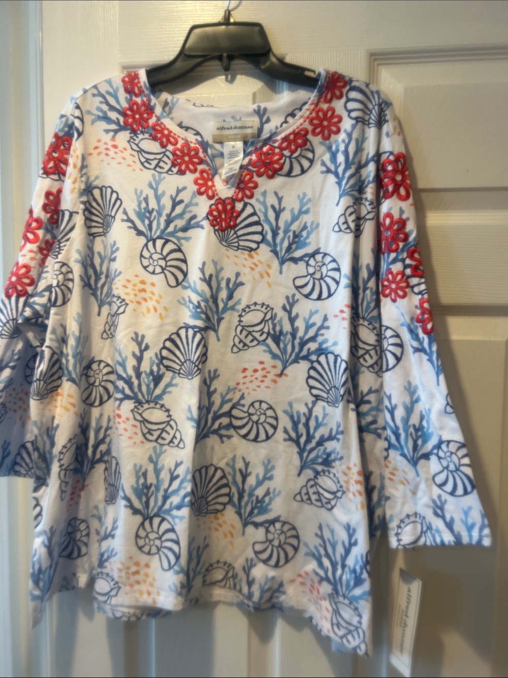 NWT Sz 2x Alfred Dunner port side seashell shirt